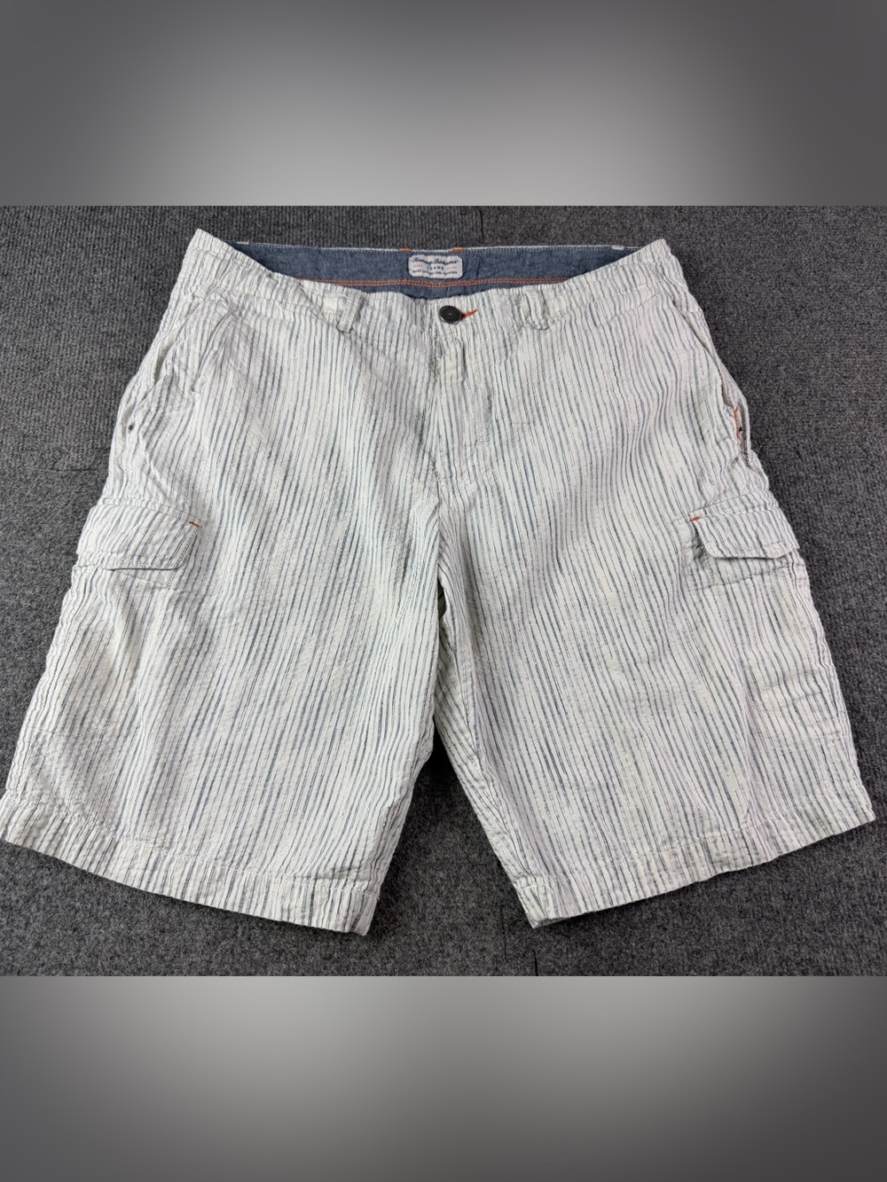 Tommy Bahama Jeans Mens Cotton Blend Seersucker 10” Cargo Shorts Size 35